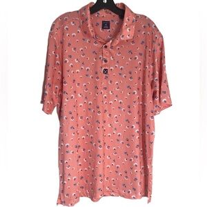 Con.struct Floral Pink Flower Performance Men's XXL Golf‎ Polo Shirt